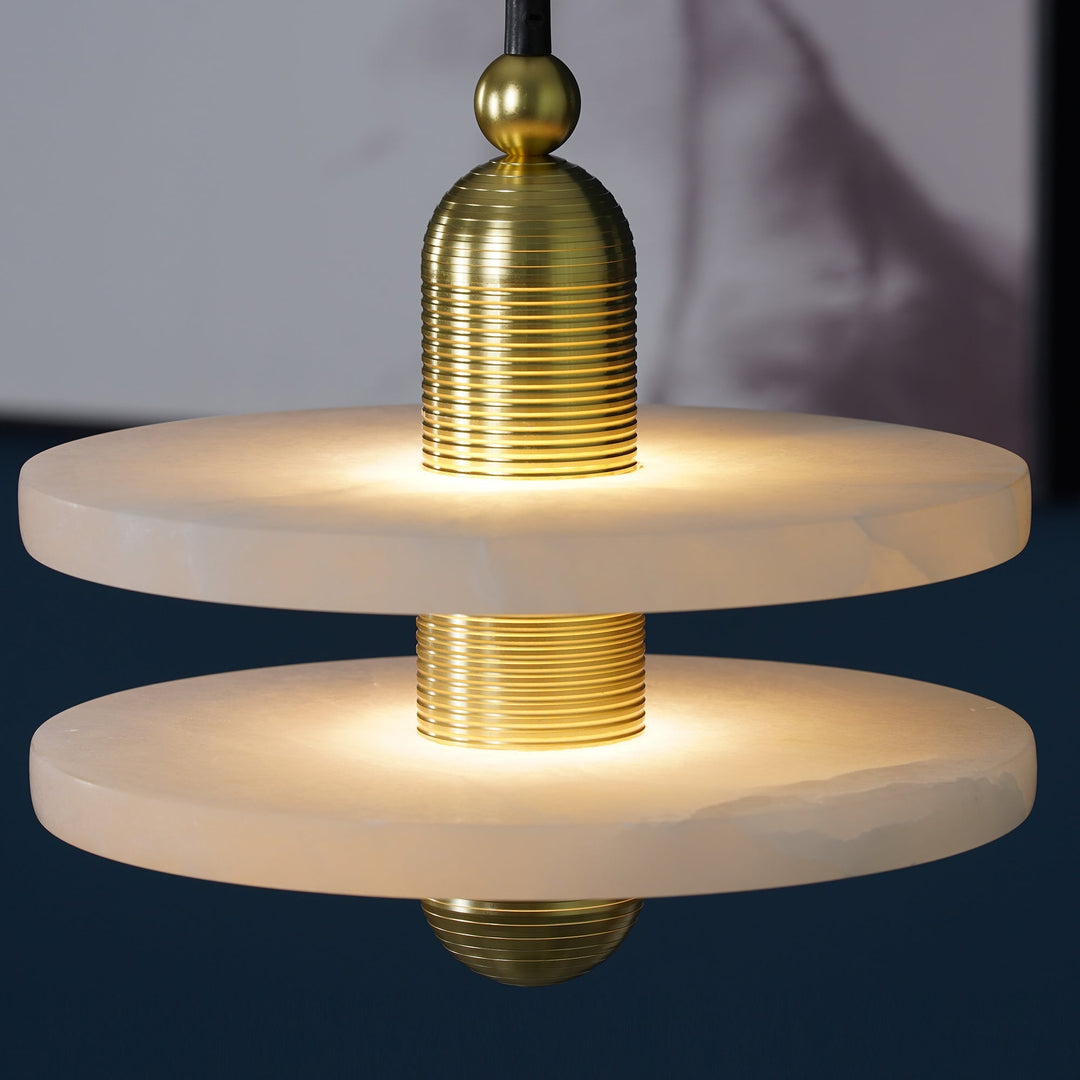 Modern Brass & Frosted Ring Pendant Light