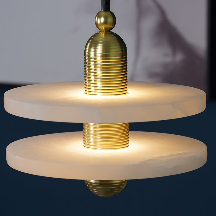 Modern Brass & Frosted Ring Pendant Light