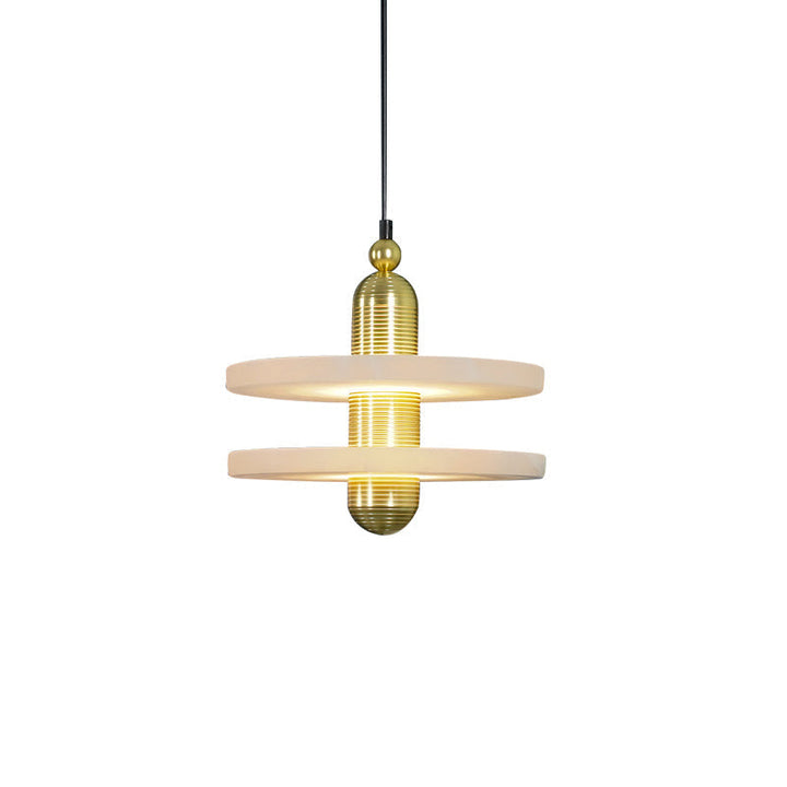 Modern Brass & Frosted Ring Pendant Light