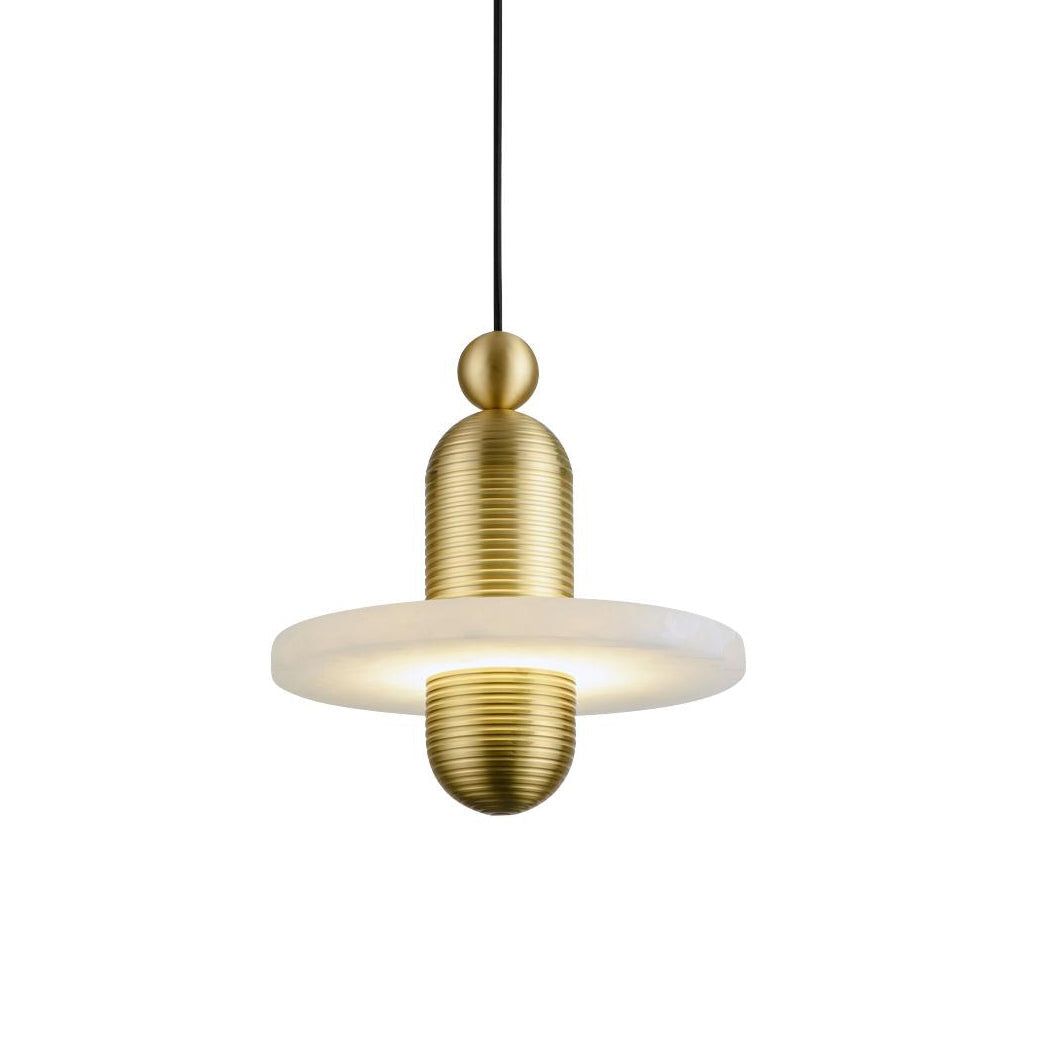 Modern Brass & Frosted Ring Pendant Light
