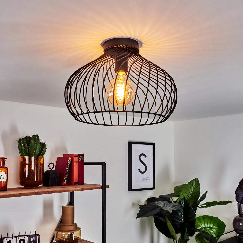 Modern Ceiling Light with Wireframe Shade