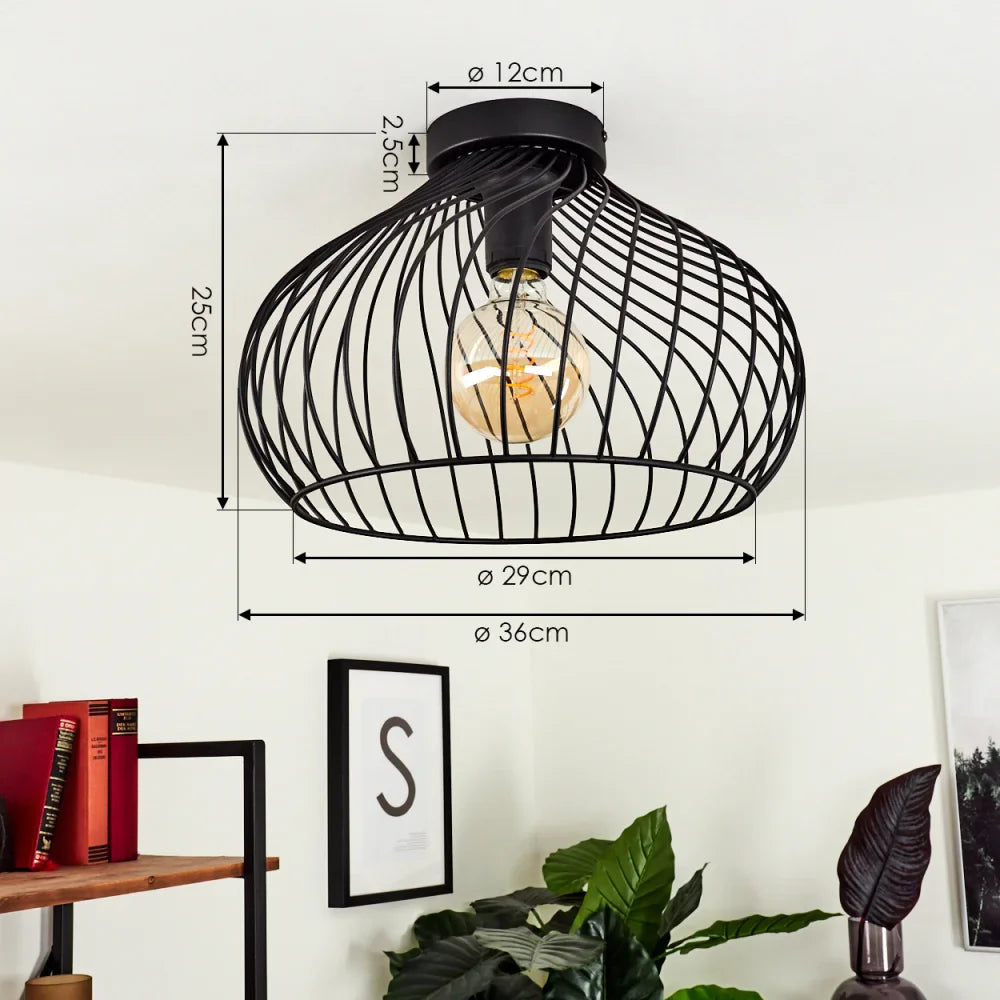 Modern Ceiling Light with Wireframe Shade