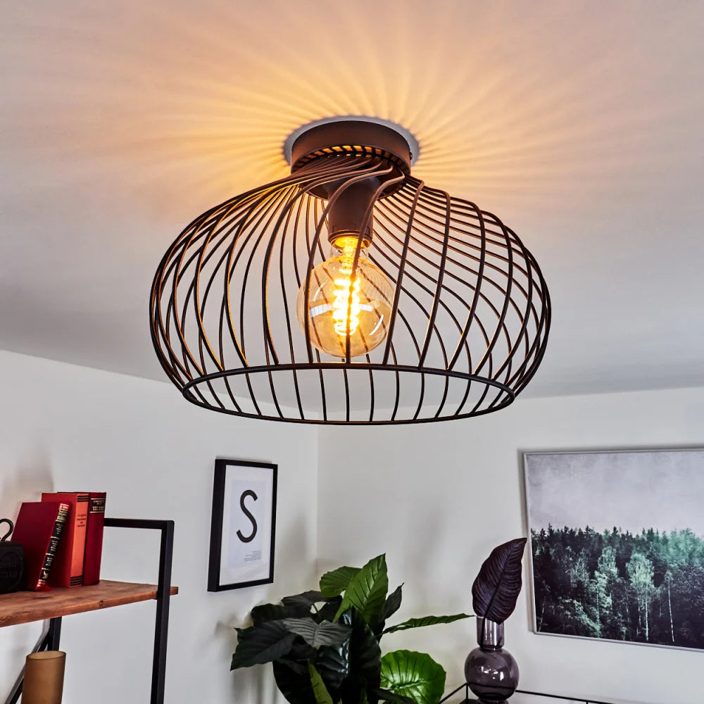 Modern Ceiling Light with Wireframe Shade