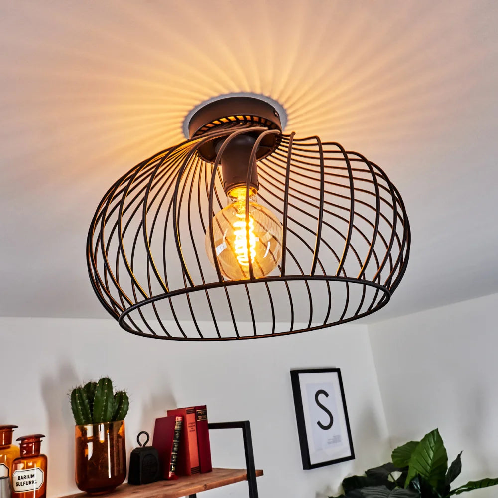 Modern Ceiling Light with Wireframe Shade