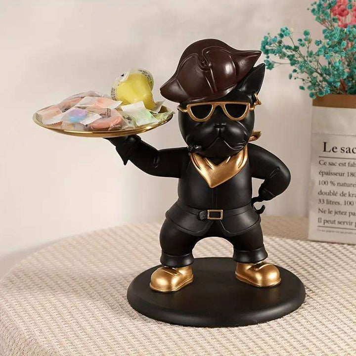 Stylish bulldog tray figurine holding small accessories