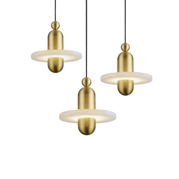 Modern Brass & Frosted Ring Pendant Light