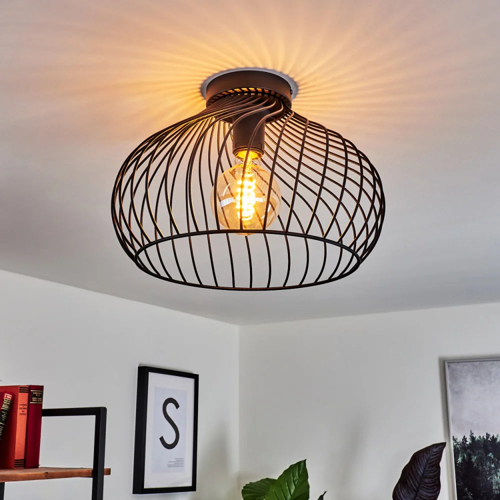 Modern Ceiling Light with Wireframe Shade