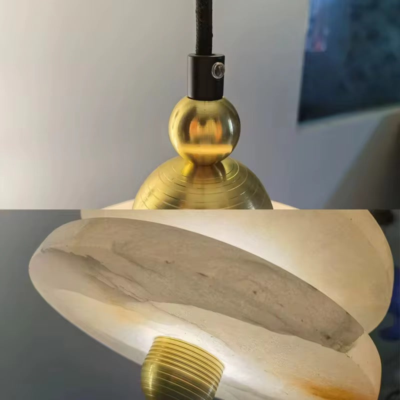 Modern Brass & Frosted Ring Pendant Light