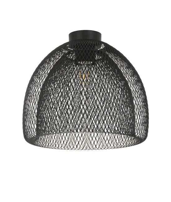 Industrial Pendant Light with Black Wireframe Shade