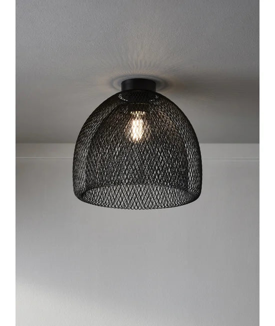 Industrial Pendant Light with Black Wireframe Shade