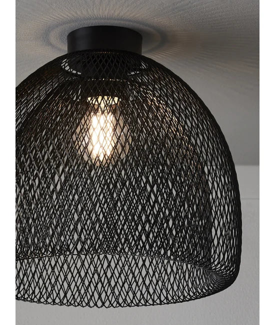 Industrial Pendant Light with Black Wireframe Shade