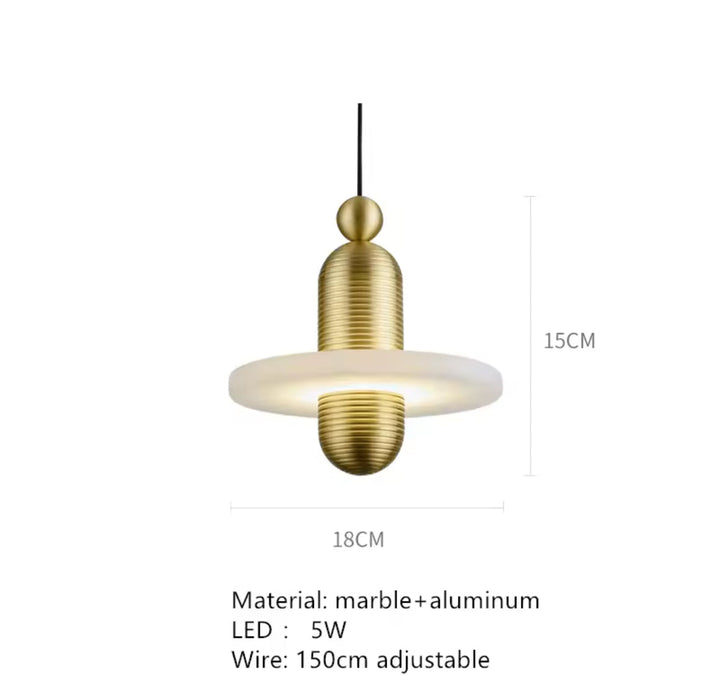 Modern Brass & Frosted Ring Pendant Light