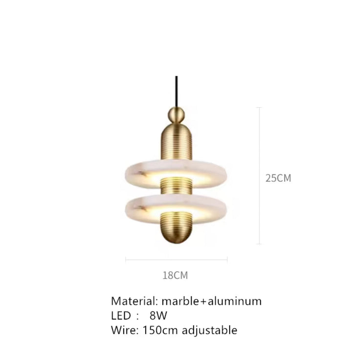 Modern Brass & Frosted Ring Pendant Light