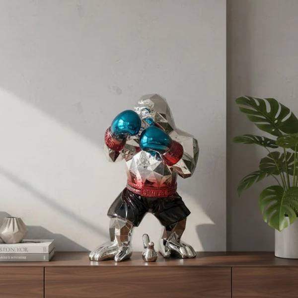 Boxer gorilla statue with boxing gloves decorative sculpture