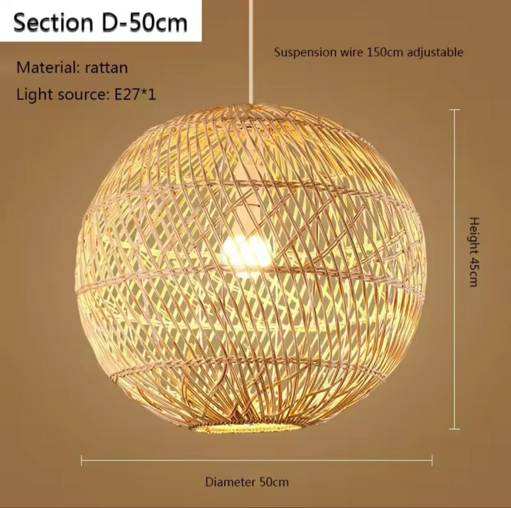 Natural Woven Pendant Light - Bamboo Design