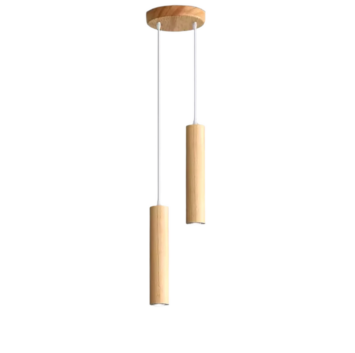 Rustic Quad Wooden Cylinder Pendant Light