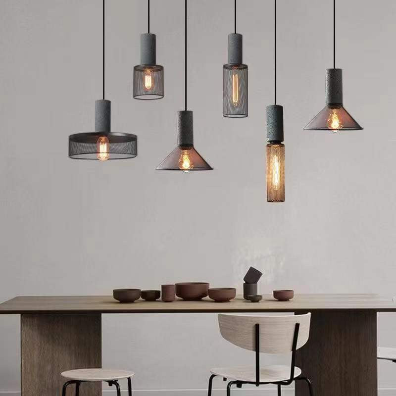 Industrial Concrete and Metal Pendant Light
