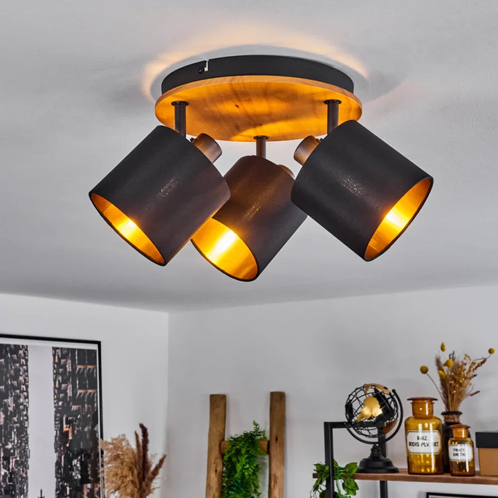 Modern Ceiling Spotlight with Black Cylindrical Shades