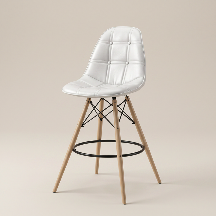 Royal Acrylic Upholstered Bar Stool with Beech Wood Legs