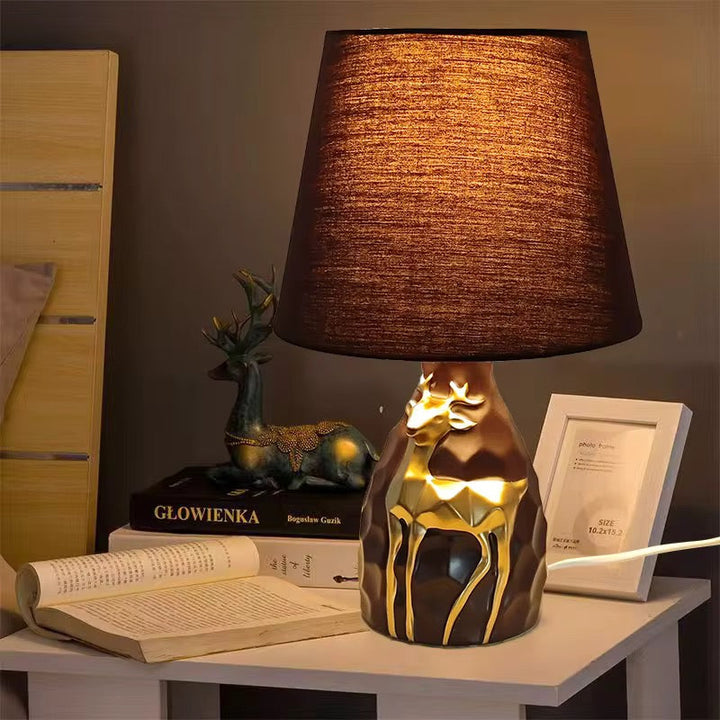 Gold Deer Ceramic Table Lamp
