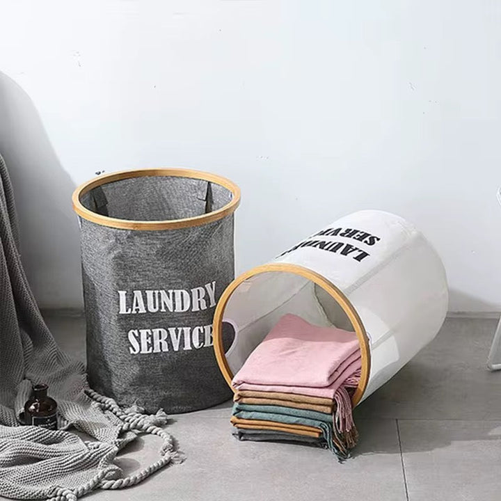 Fabric Laundry Basket with Wood Frame