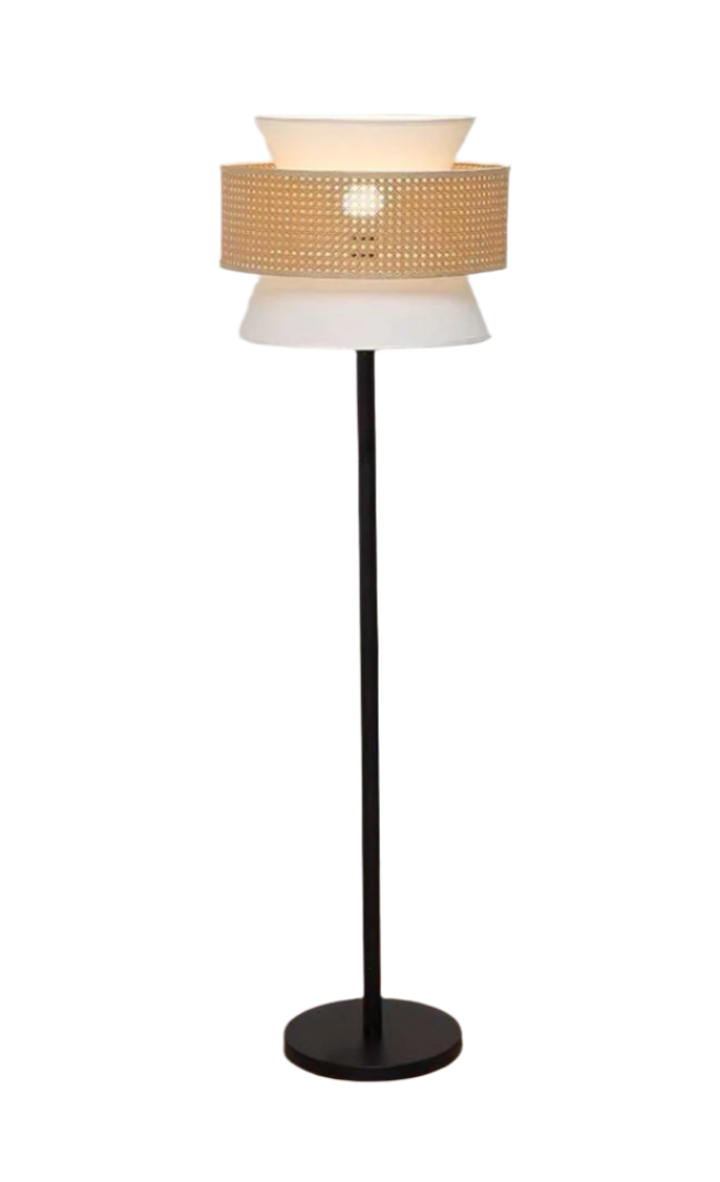 Modern Floor Lamp with Woven and White Shade