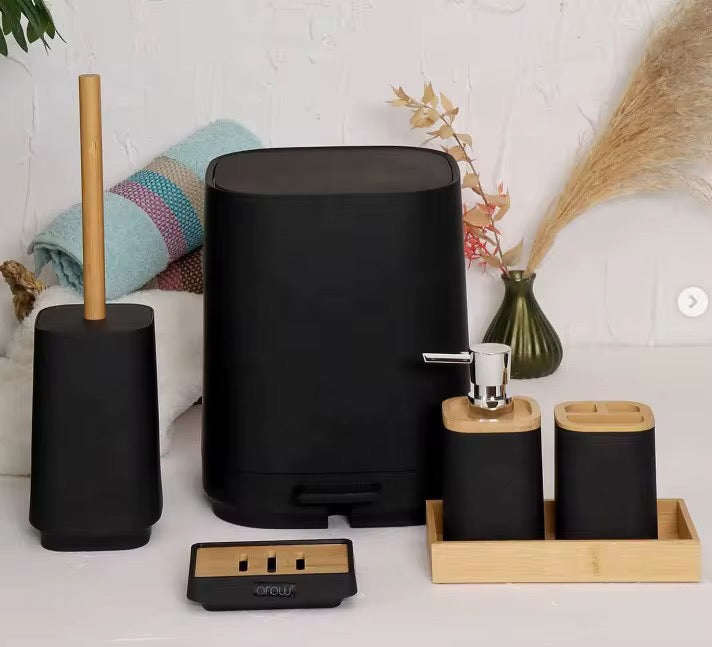 Minimalist White & Black Bathroom Accessory Set