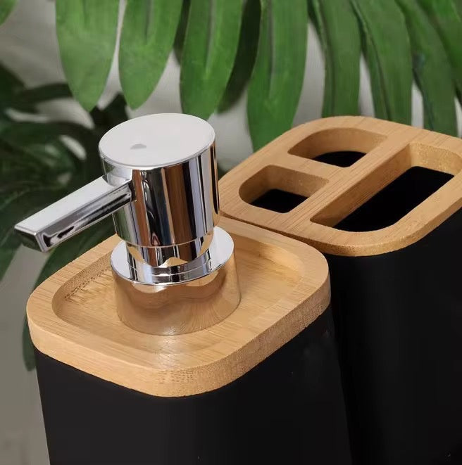 Minimalist White & Black Bathroom Accessory Set