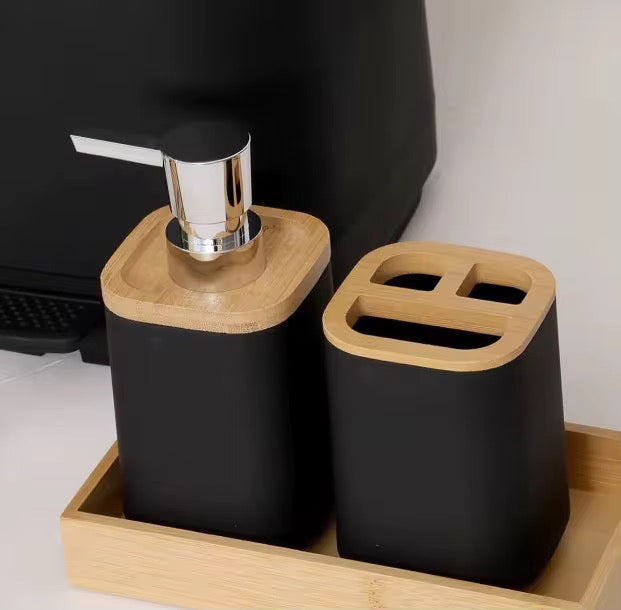 Minimalist White & Black Bathroom Accessory Set