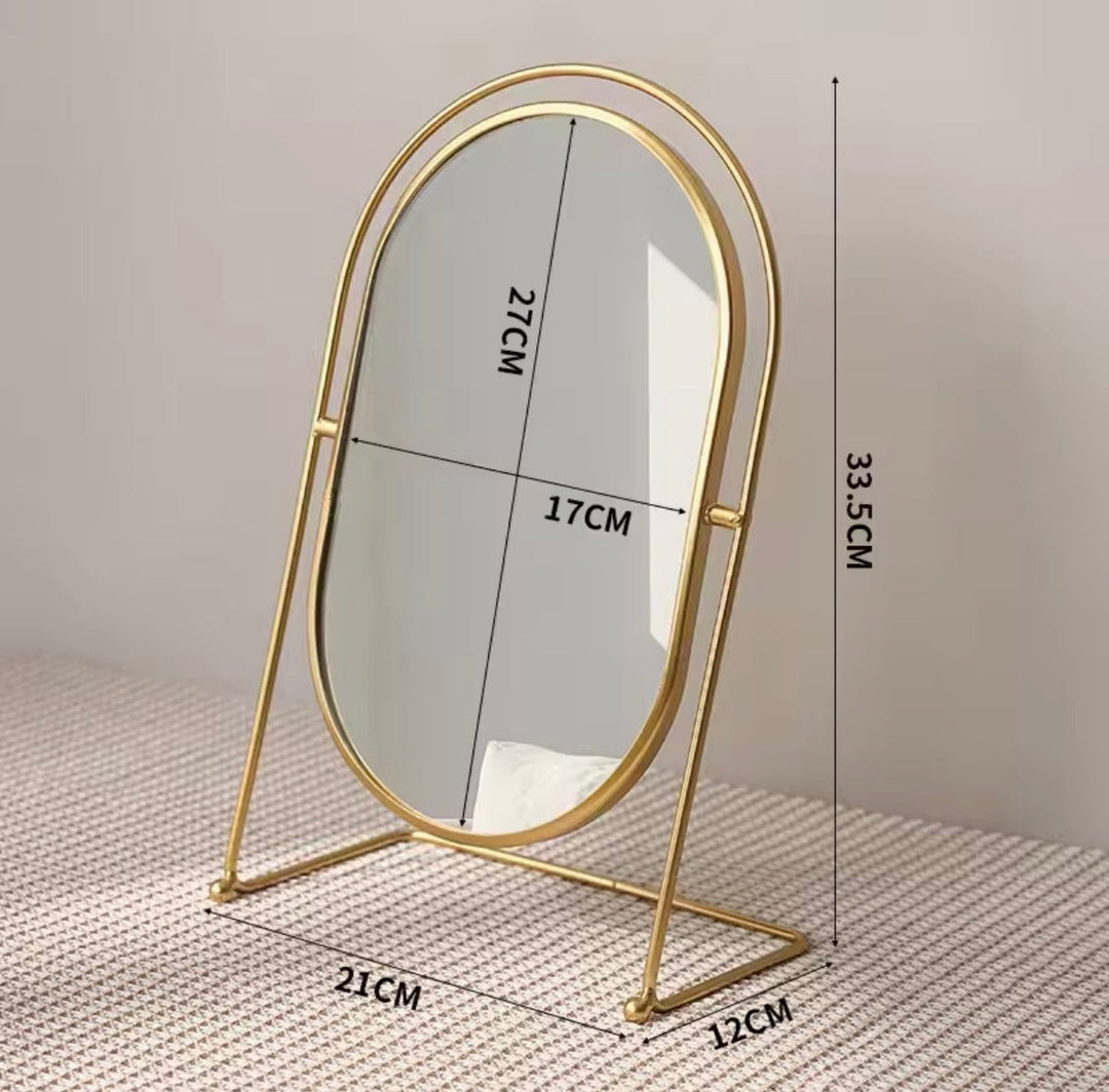 Oval Metal Vanity Mirror with Dimensions