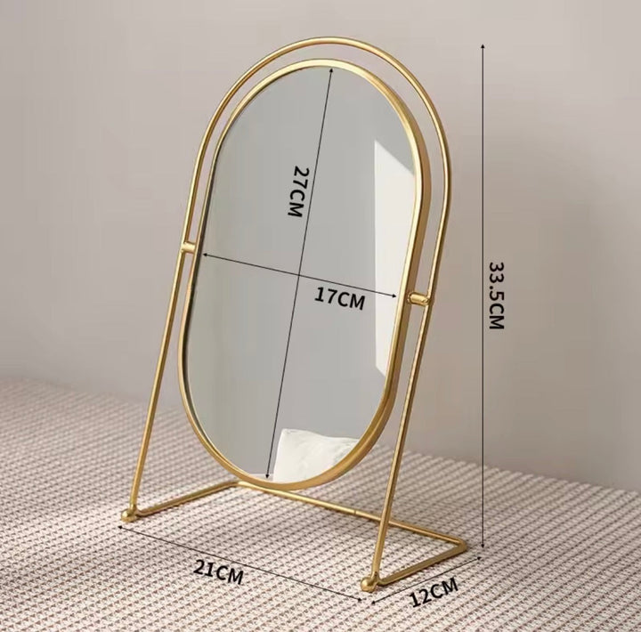 Oval Metal Vanity Mirror with Dimensions