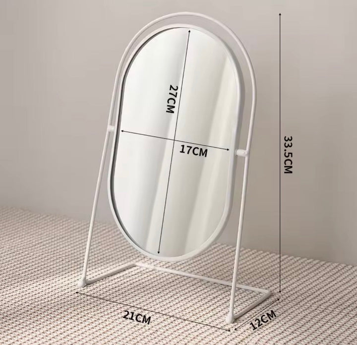 Oval Metal Vanity Mirror with Dimensions