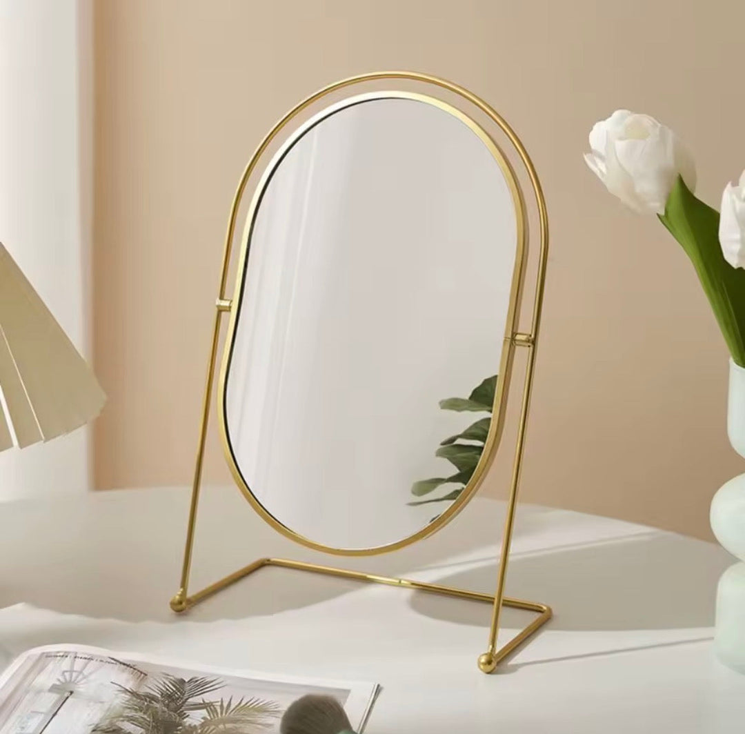 Oval Metal Vanity Mirror with Dimensions