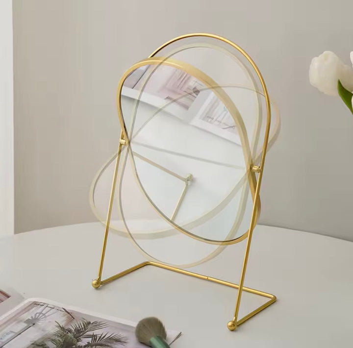 Oval Metal Vanity Mirror with Dimensions