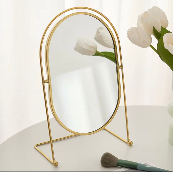 Oval Metal Vanity Mirror with Dimensions