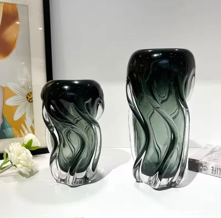Twisted Glass Vase Set of 2