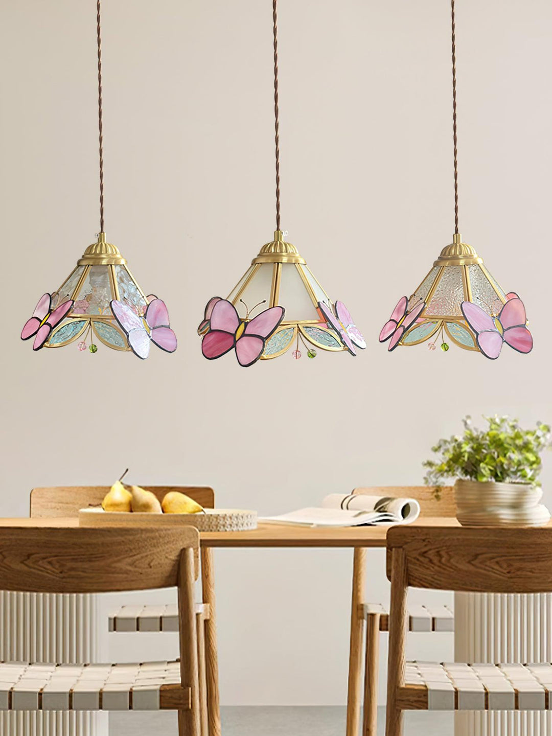 Blush Butterfly Tiffany Pendant