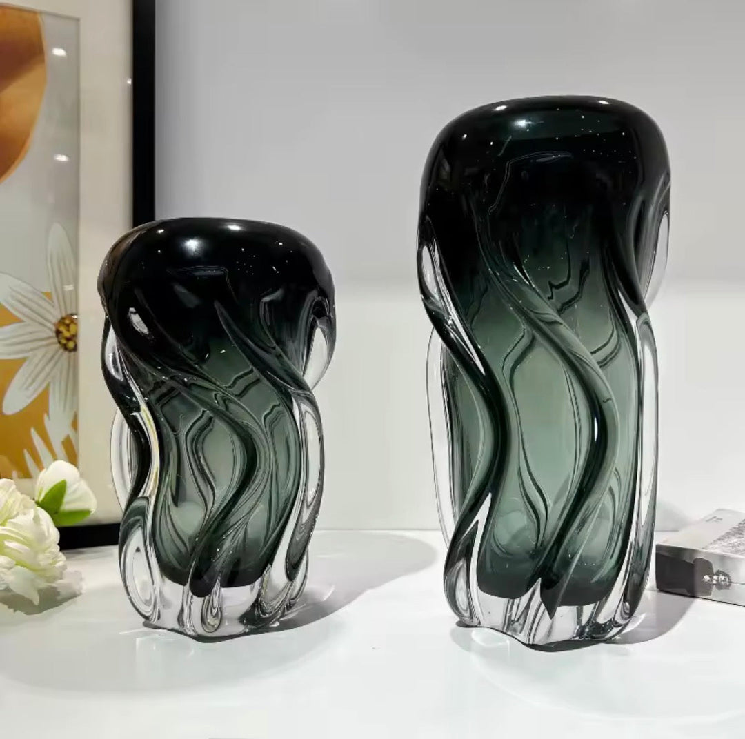 Twisted Glass Vase Set of 2
