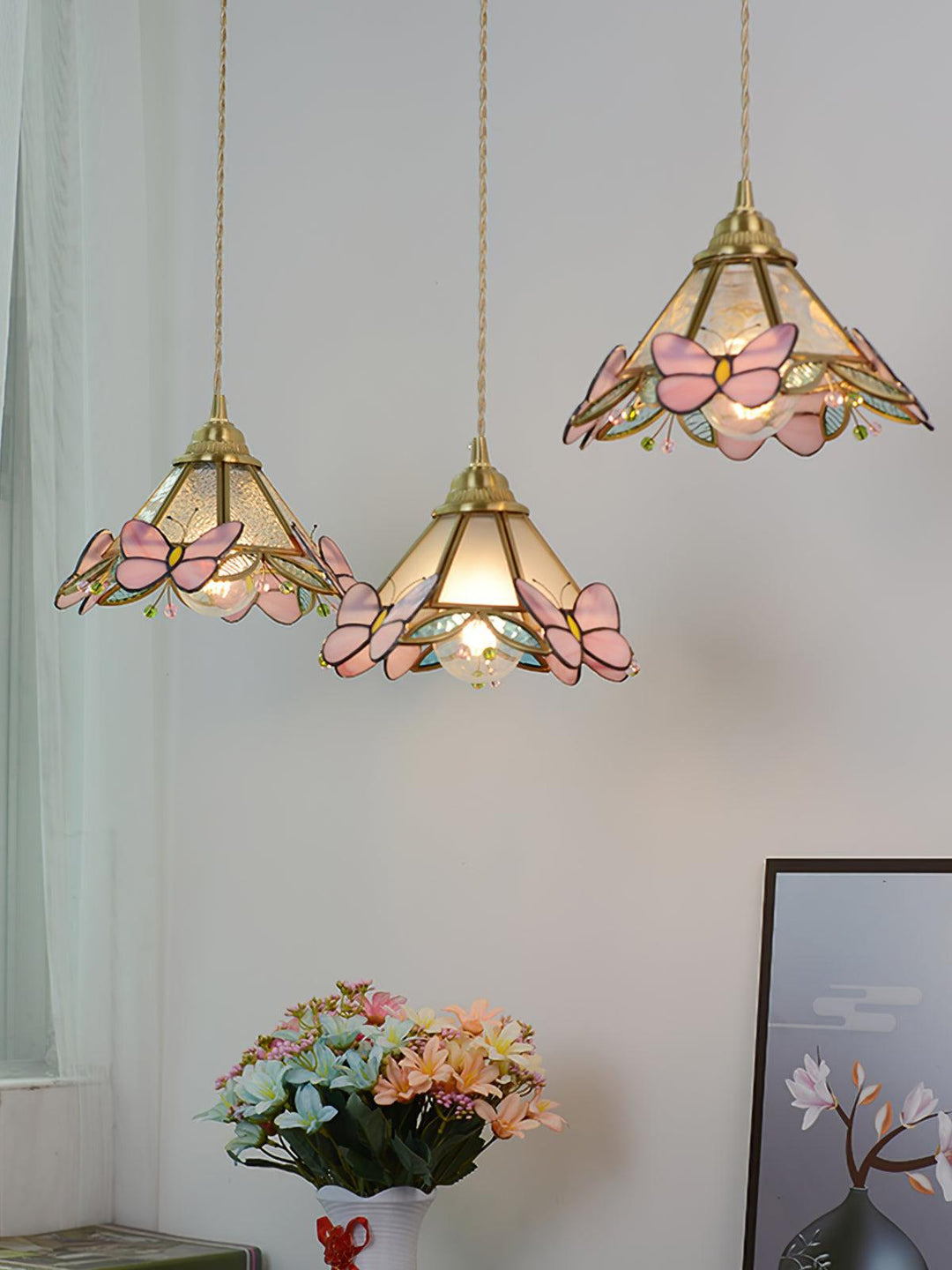 Blush Butterfly Tiffany Pendant