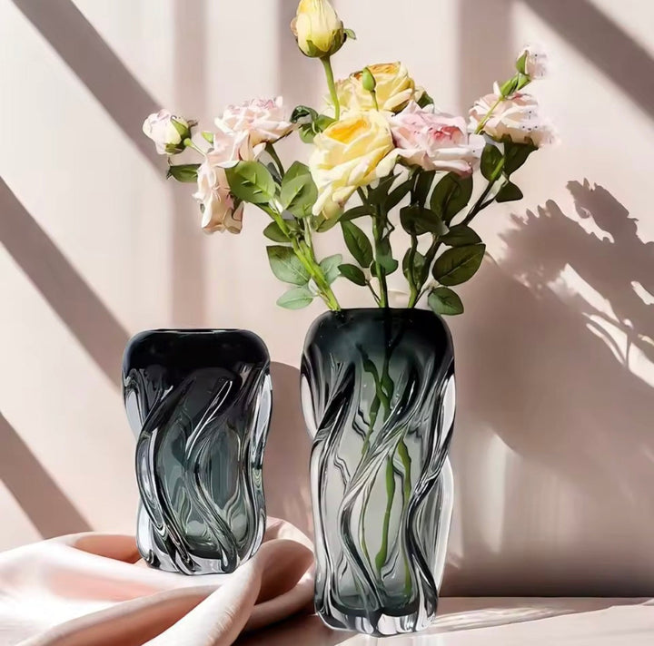 Twisted Glass Vase Set of 2