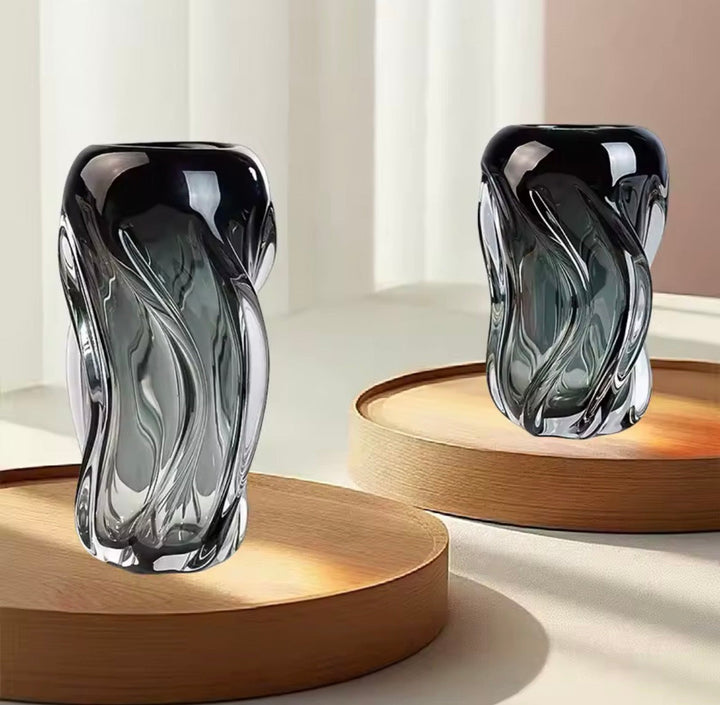 Twisted Glass Vase Set of 2