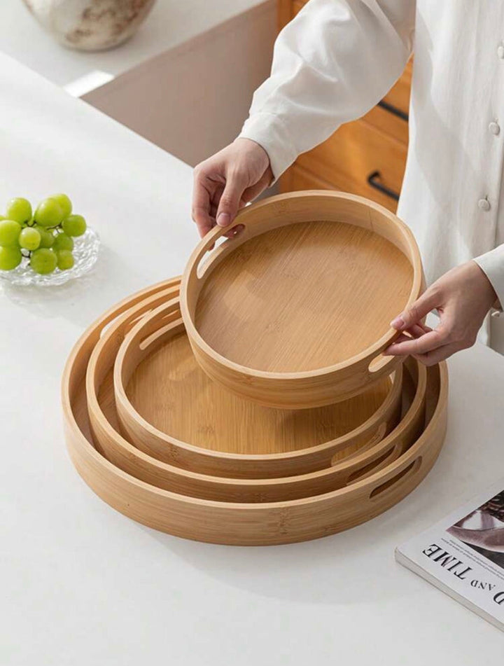 Round Bamboo Serving Tray Set of 3