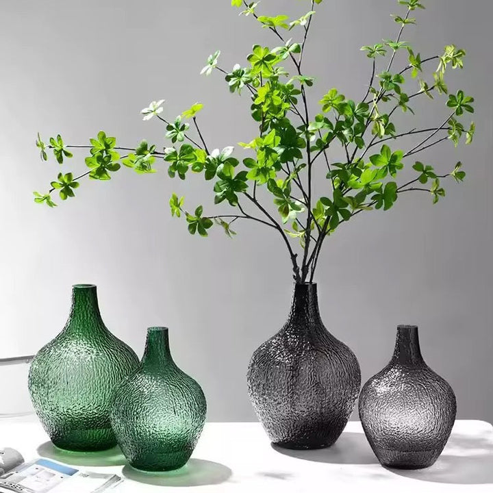 Textured Glass Vase Set