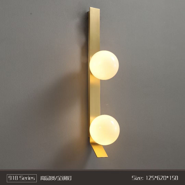 Modern Vertical Wall Light with Dual Globe Shades