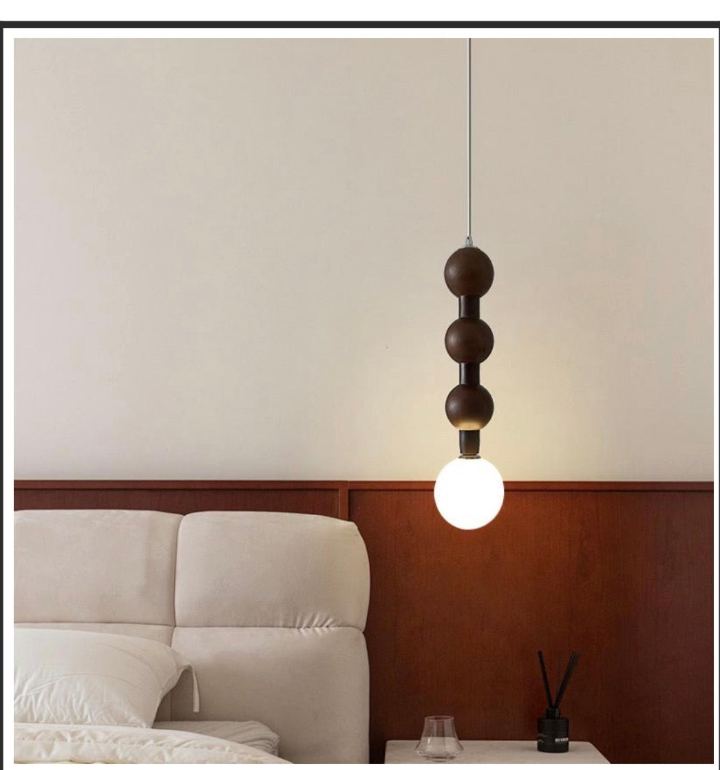 Modern Wooden Bead Pendant Light