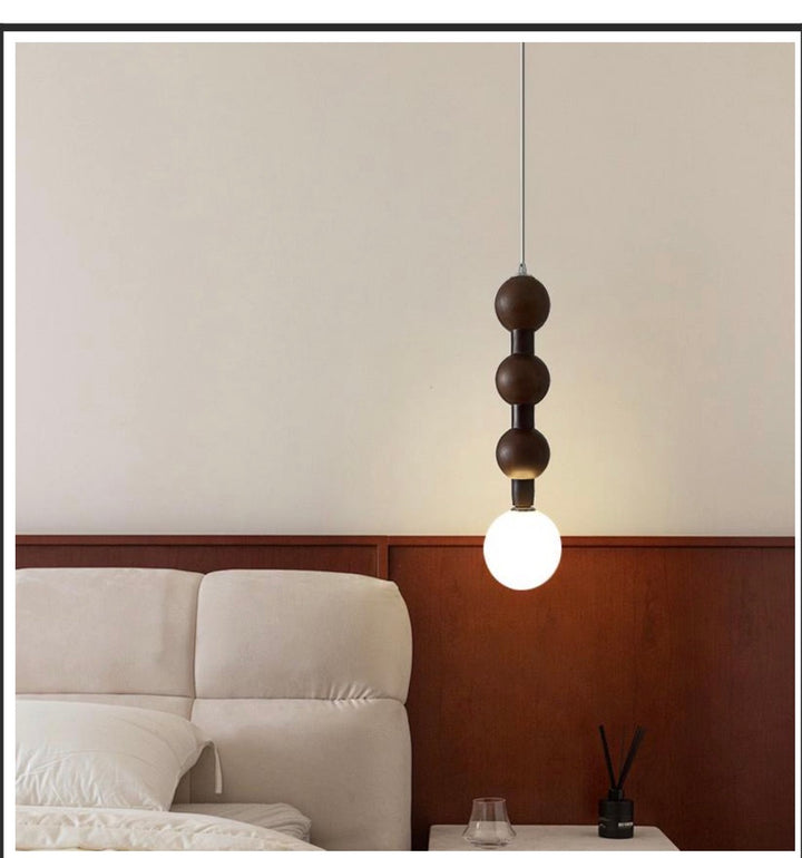 Modern Wooden Bead Pendant Light