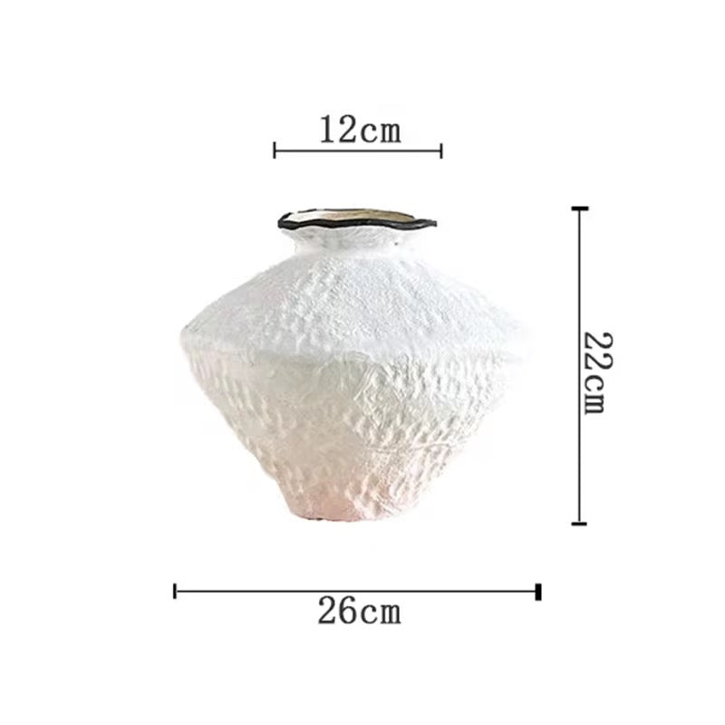 White & Gold Textured Artistic Vase Set of 2