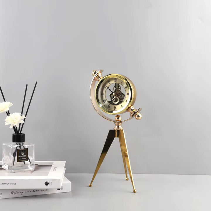 Tripod Metal Table Clock