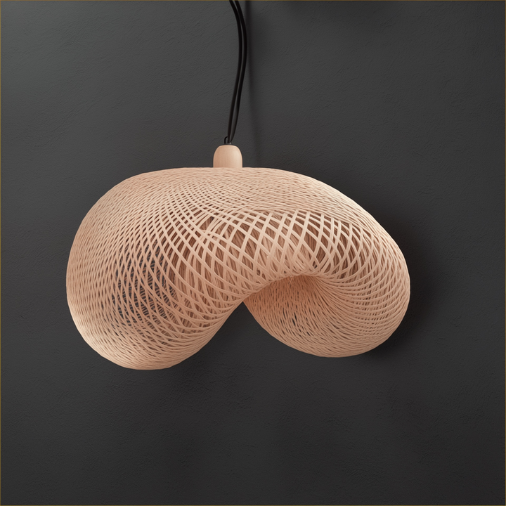 Organic Woven Rattan Pendant Light - Artistic Wave Design