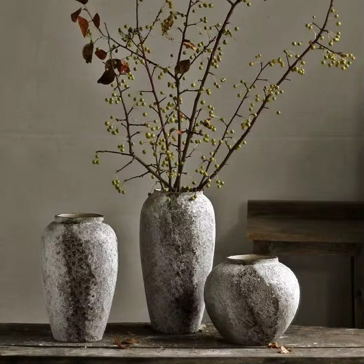 Rustic Textured Ceramic Vase Set